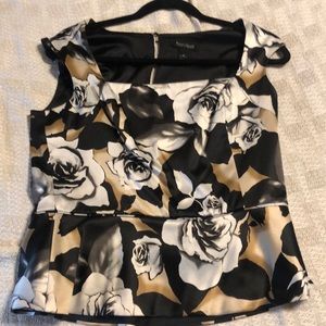 White House Black Market Top with Large roses